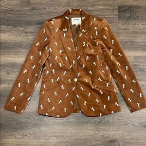 L'AGENCE Brown Velvet Embroidered Single-Button Blazer